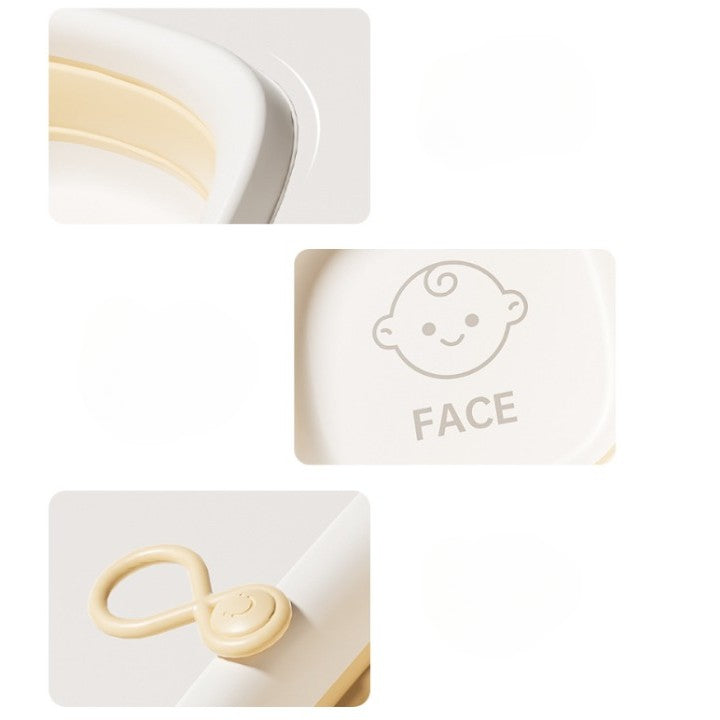 Cadita Pliabila pentru Bebelusi si Copii, Design Patrat, Fund Antiderapant si Margini Rotunjite, Material Non-Toxic, Galben, 4 L, 32x27.5x3.7 cm
