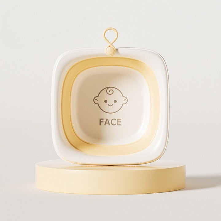 Cadita Pliabila pentru Bebelusi si Copii, Design Patrat, Fund Antiderapant si Margini Rotunjite, Material Non-Toxic, Galben, 4 L, 32x27.5x3.7 cm