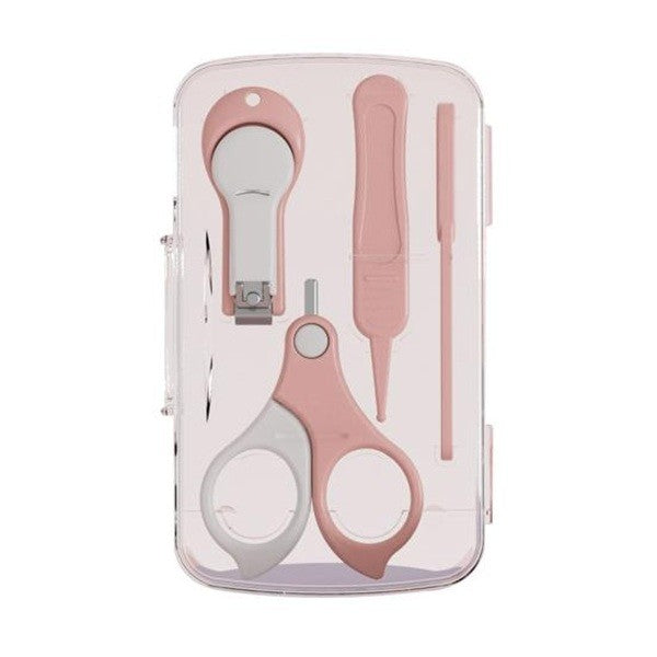 Set de Ingrijire Unghii pentru Bebelusi 4in1, Foarfeca, Unghiera, Pila si Penseta, Otel Inoxidabil si ABS Fara BPA, 0-6 Ani, Roz