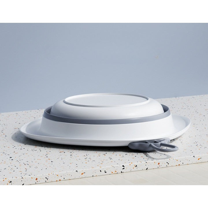 Cadă Pliabilă pentru Bebeluşi şi Copii, Design Ergonomic cu Model Romb Koala, Material Non-Toxic, Portabilă pentru Călătorii, Capacitate 4 L, 30x30x3.5 cm, Gri