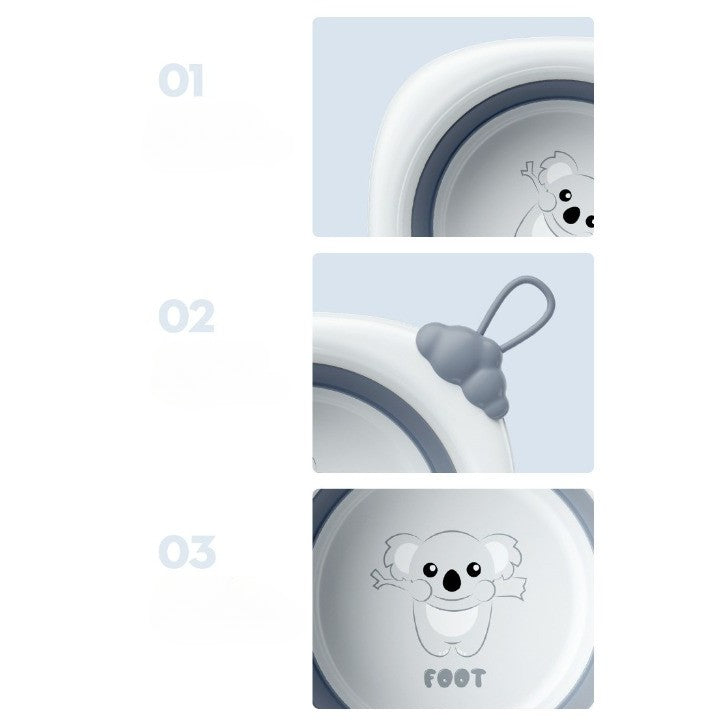 Cadă Pliabilă pentru Bebeluşi şi Copii, Design Ergonomic cu Model Romb Koala, Material Non-Toxic, Portabilă pentru Călătorii, Capacitate 4 L, 30x30x3.5 cm, Gri