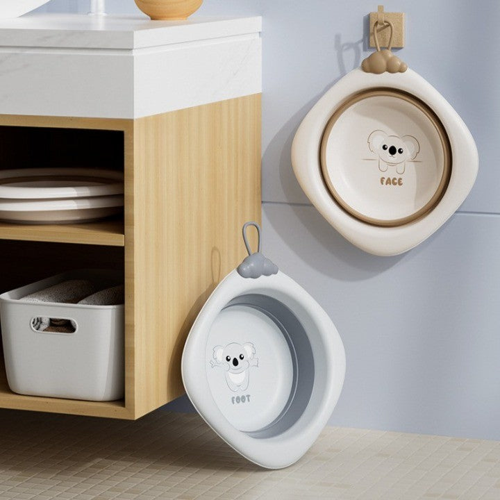 Cadă Pliabilă pentru Bebeluşi şi Copii, Design Ergonomic cu Model Romb Koala, Material Non-Toxic, Portabilă pentru Călătorii, Capacitate 4 L, 30x30x3.5 cm, Gri