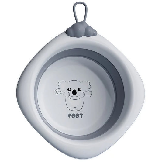 Cadă Pliabilă pentru Bebeluşi şi Copii, Design Ergonomic cu Model Romb Koala, Material Non-Toxic, Portabilă pentru Călătorii, Capacitate 4 L, 30x30x3.5 cm, Gri