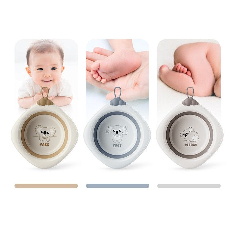 Cadă Pliabilă pentru Bebeluşi şi Copii, Design Ergonomic cu Model Romb Koala, Material Non-Toxic, Portabilă pentru Călătorii, Capacitate 4 L, 30x30x3.5 cm, Gri
