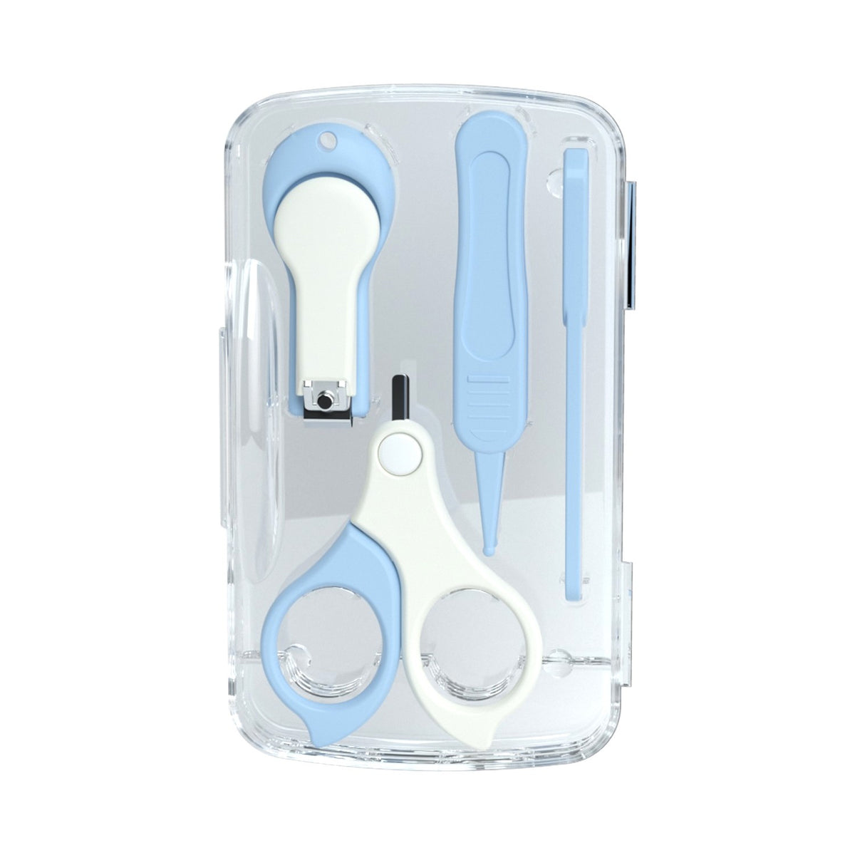 Set 4in1 Ingrijire Unghii pentru Bebeluși și Copii, Foarfecă, Unghieră, Pilă și Pensetă, Oțel Inoxidabil și ABS fără BPA, 0-6 Ani, Albastru Deschis