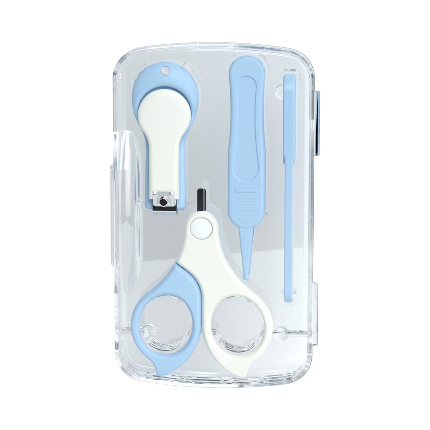 Set 4in1 Ingrijire Unghii pentru Bebeluși și Copii, Foarfecă, Unghieră, Pilă și Pensetă, Oțel Inoxidabil și ABS fără BPA, 0-6 Ani, Albastru Deschis