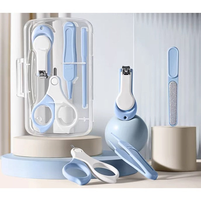 Set 4in1 Ingrijire Unghii pentru Bebeluși și Copii, Foarfecă, Unghieră, Pilă și Pensetă, Oțel Inoxidabil și ABS fără BPA, 0-6 Ani, Albastru Deschis