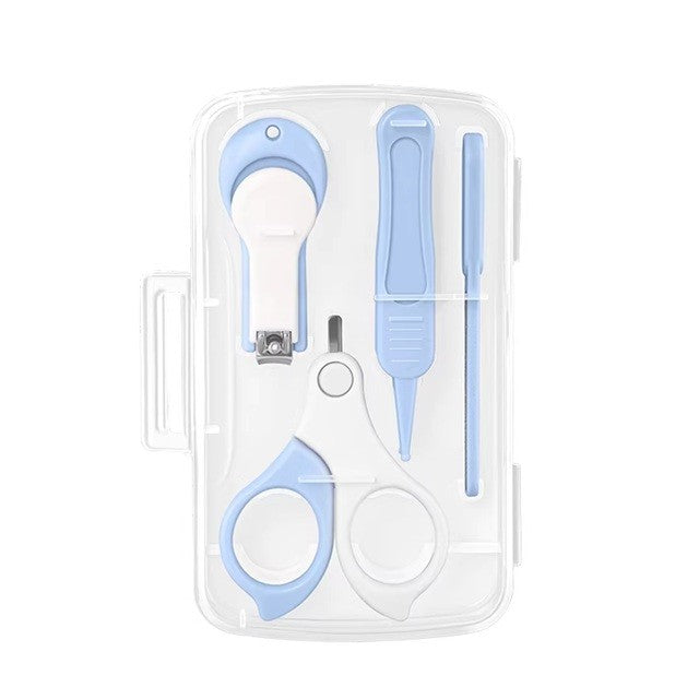 Set 4in1 Ingrijire Unghii pentru Bebeluși și Copii, Foarfecă, Unghieră, Pilă și Pensetă, Oțel Inoxidabil și ABS fără BPA, 0-6 Ani, Albastru Deschis