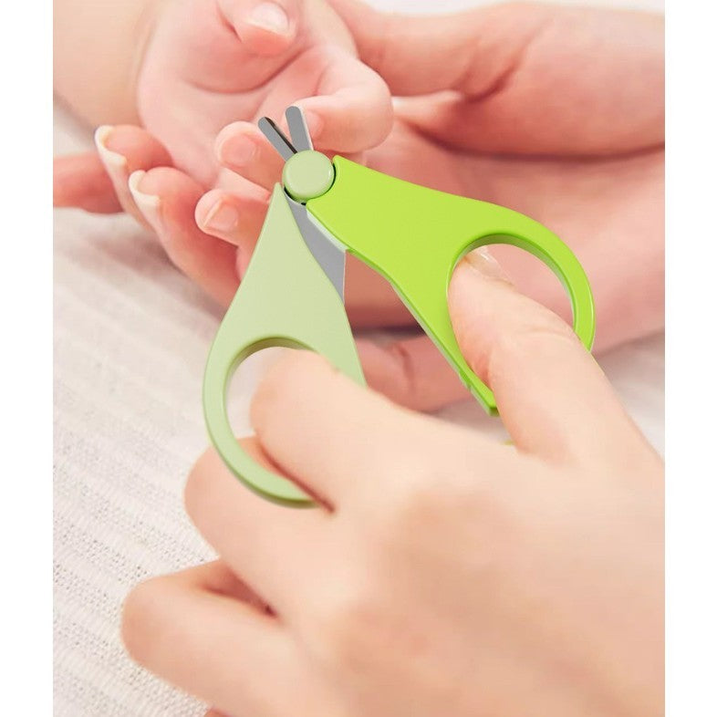 Set 4 in 1 de Ingrijire Unghii pentru Bebelusi si Copii, Unghiera, Foarfeca, Pila si Penseta, Otel Inoxidabil si ABS fara BPA, 0-6 Ani, Cutie Depozitare Model Cerb, 11 x 6 x 11 cm, Verde