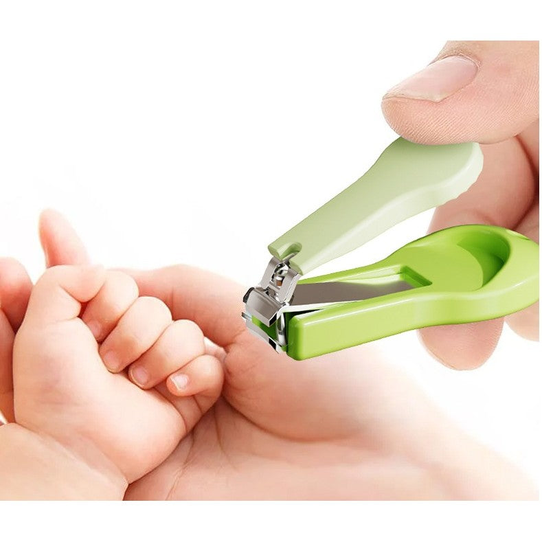 Set Îngrijire Unghii Bebeluși, Trusă Manichiură și Pedichiură 4 Piese cu Cutie Maimuță, Oțel Inoxidabil și ABS, 0 Luni+, Verde