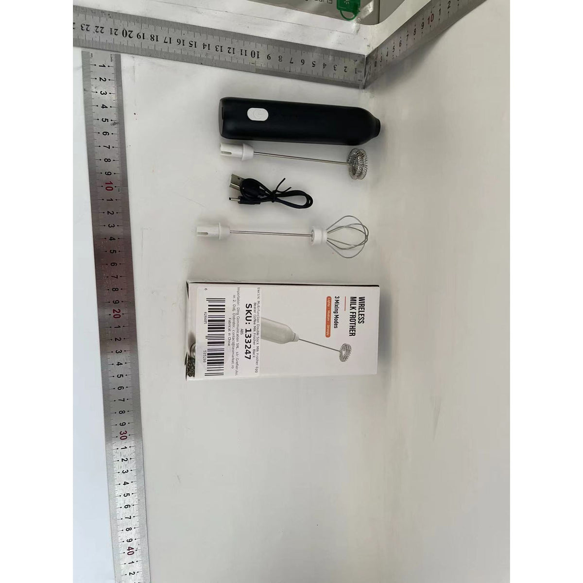 Mixer Spuma Lapte, Tel Electric Cu Incarcare USB, Bauturi Calde Si Reci, Maner Izolat Termic, Otel Inoxidabil, 2 Accesorii Omogenizare, Negru