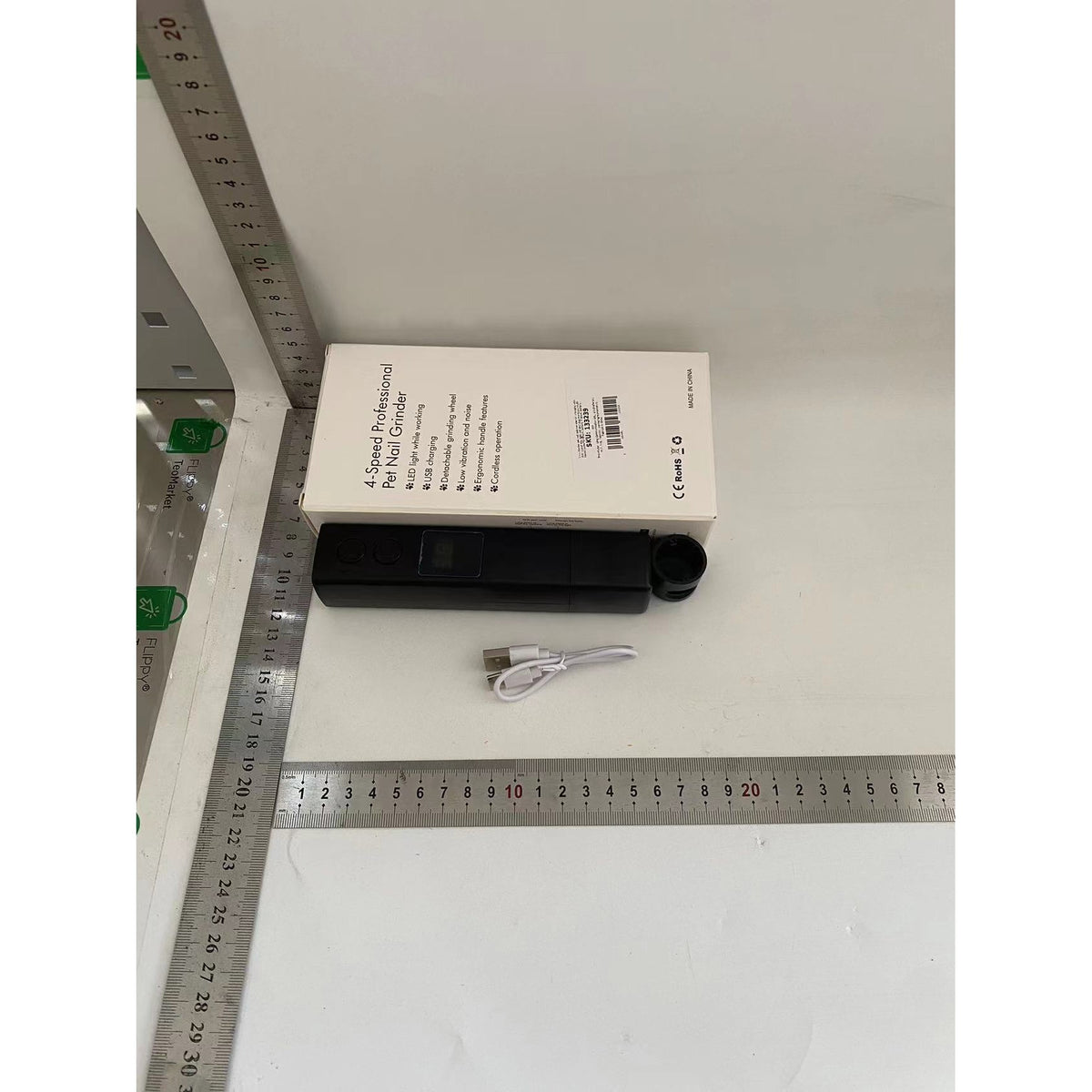 Pila Electrica pentru Caini si Pisici, Trimer pentru Gheare cu Laser pentru Joaca, Display Digital, Incarcare USB, 3 Viteze, Plastic ABS, 15 x 3 cm, Negru