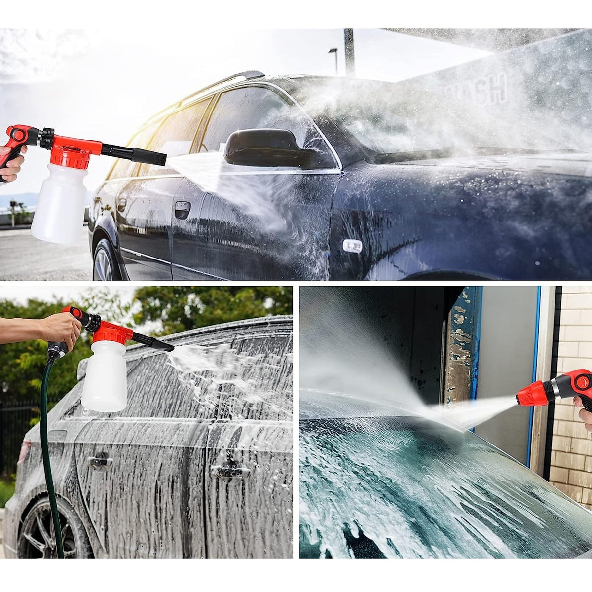 Set Accesorii Curatare Auto Detailing, Kit Complet 26 Piese cu Pistol Spumare si Perii Bormasina, Interior si Exterior, PP si Microfibra, Galben/Negru