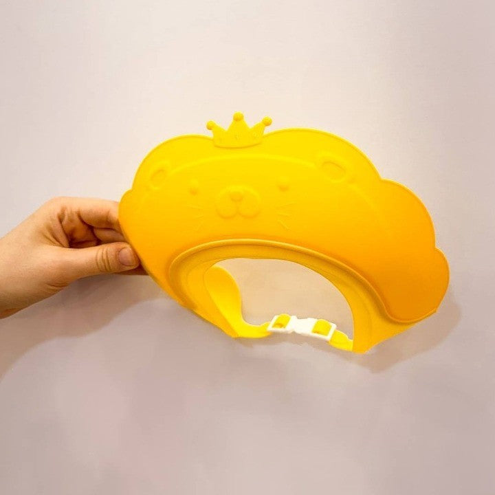 Fippy Viziera Protectie Baie Copii si Bebelusi, Protectie Ochi si Urechi Impotriva Samponului, Model Coronita Leu, Banda Ajustabila, Silicon TPE si PP, 21x20.5 cm, Galben
