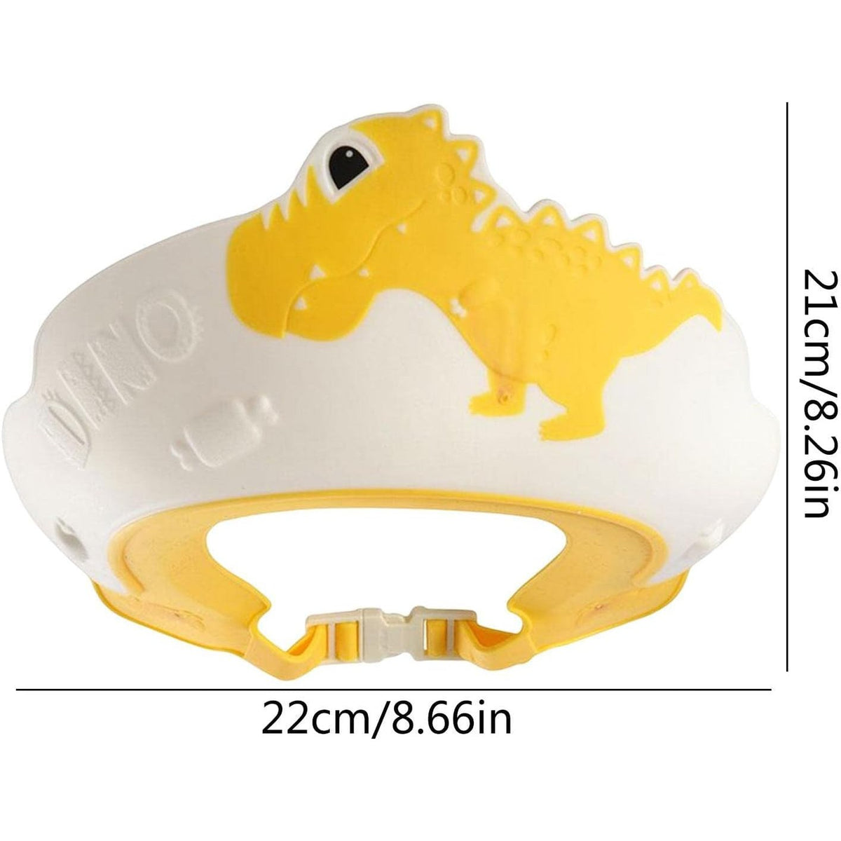 Fippy Viziera de Protectie Baie pentru Copii si Bebelusi, Cozoroc Ajustabil pentru Sampon, Protectie Ochi si Urechi, Material TPE si Silicon, Model Dinozaur, 22x21 cm, Galben