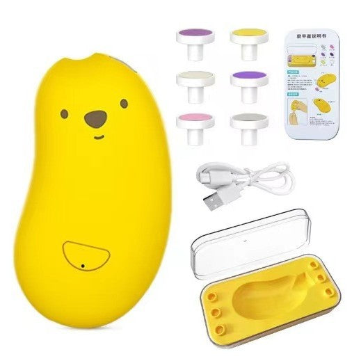 Pila Electrica Unghii pentru Bebelusi si Adulti, Incarcare USB, Lumina LED, Silentioasa 40 dB, Material ABS, 6 Accesorii, 8.8 x 4.9 cm, Galben
