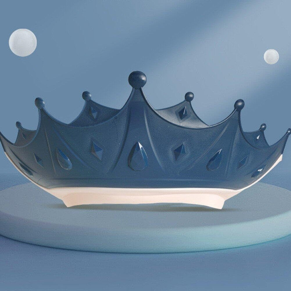 Fippy Viziera de Protectie Baie pentru Copii si Bebelusi, Model Coroana cu Protectie Ochi si Urechi, Silicon Moale TPE si PP, Marime Ajustabila, 15x13 cm, Albastru Inchis