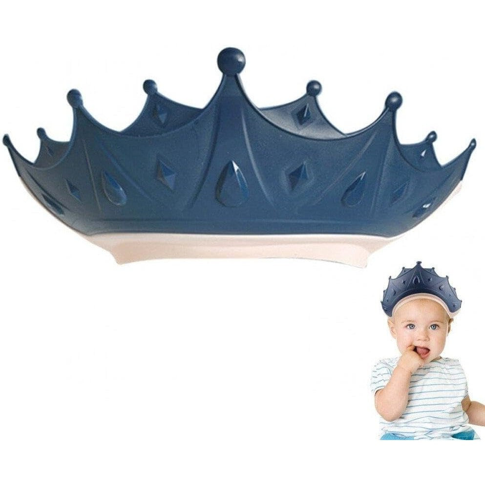 Fippy Viziera de Protectie Baie pentru Copii si Bebelusi, Model Coroana cu Protectie Ochi si Urechi, Silicon Moale TPE si PP, Marime Ajustabila, 15x13 cm, Albastru Inchis