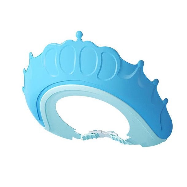 Viziera Protectie Baie Pentru Copii si Bebelusi Fippy, Protectie Ochi si Urechi Impotriva Samponului, Model Coronita, Banda Ajustabila, Material TPE si Silicon, 24x22 cm, Albastru