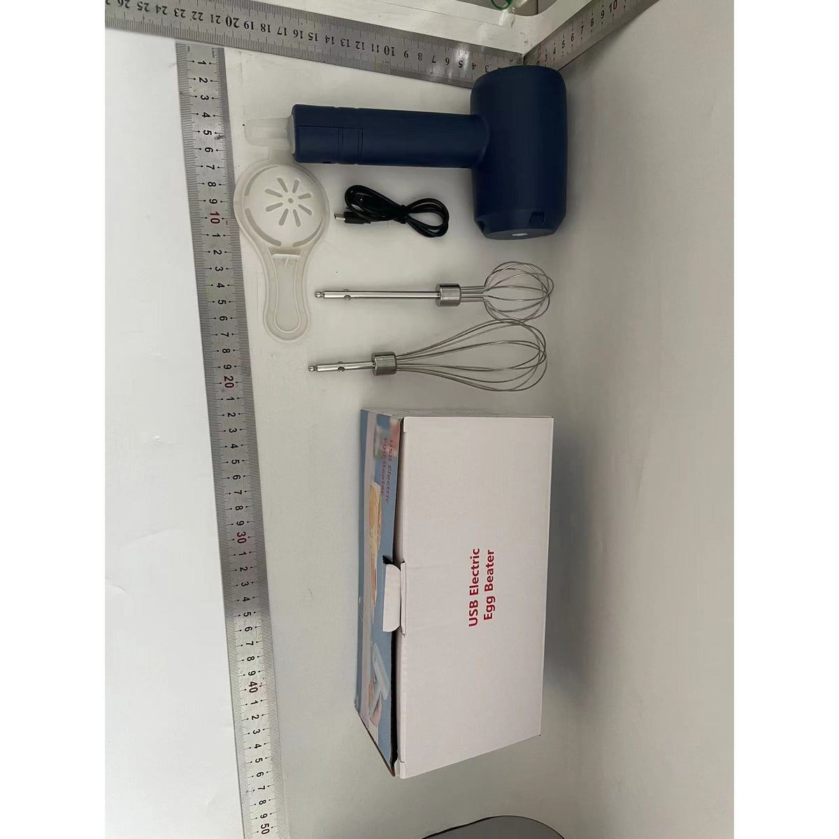 Mixer Electric Fara Fir pentru Bucatarie, Mixer Portabil pentru Oua si Frisca, Reincarcabil USB, Maner Plastic, 3 Accesorii Incluse, Albastru Inchis