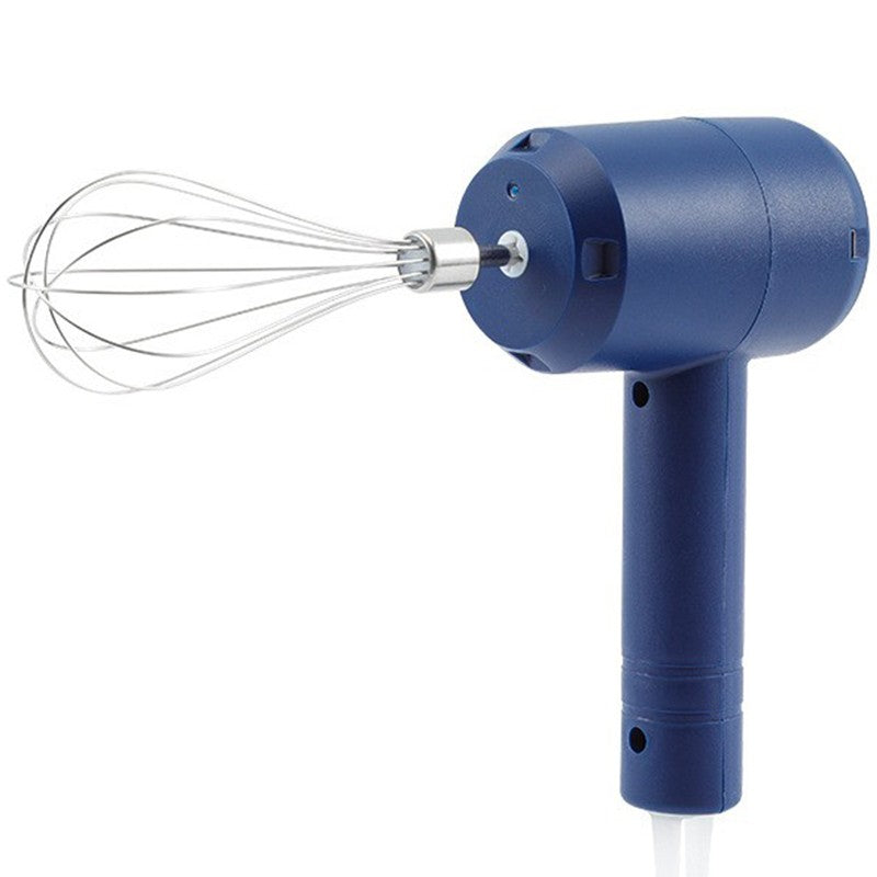 Mixer Electric Fara Fir pentru Bucatarie, Mixer Portabil pentru Oua si Frisca, Reincarcabil USB, Maner Plastic, 3 Accesorii Incluse, Albastru Inchis