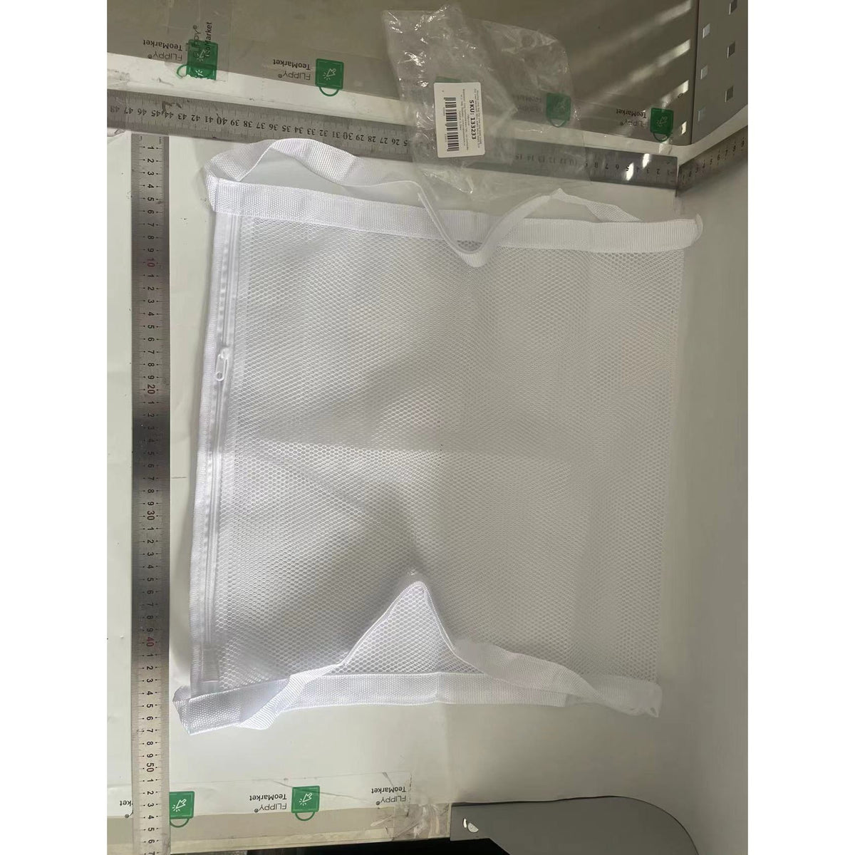 Sac pentru Spalarea Incaltamintei la Masina de Spalat, Plasa Protectie cu Fermoar, Poliester, 40x40x1 cm, Alb