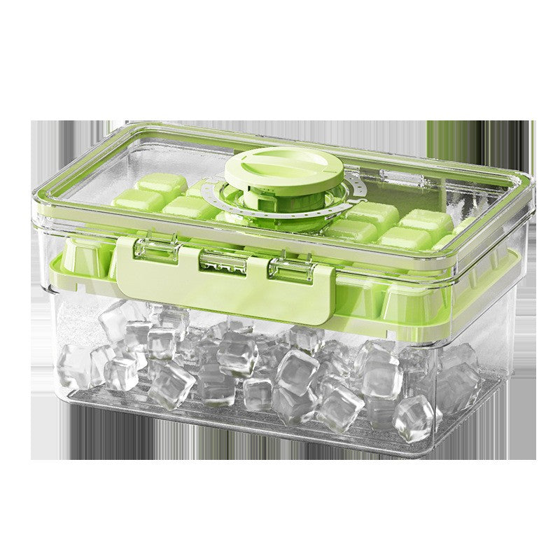 Formă de Gheață cu Un Strat, Eliberare Rapidă prin Apăsare, Închidere Etanșă Anti-Miros, Plastic PP și PET, 19 x 12 x 9.5 cm, Verde