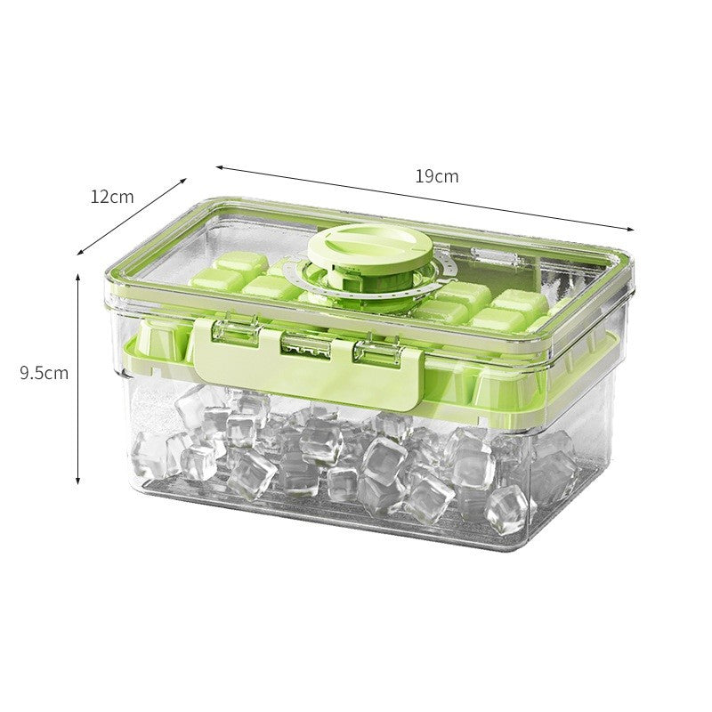 Formă de Gheață cu Un Strat, Eliberare Rapidă prin Apăsare, Închidere Etanșă Anti-Miros, Plastic PP și PET, 19 x 12 x 9.5 cm, Verde