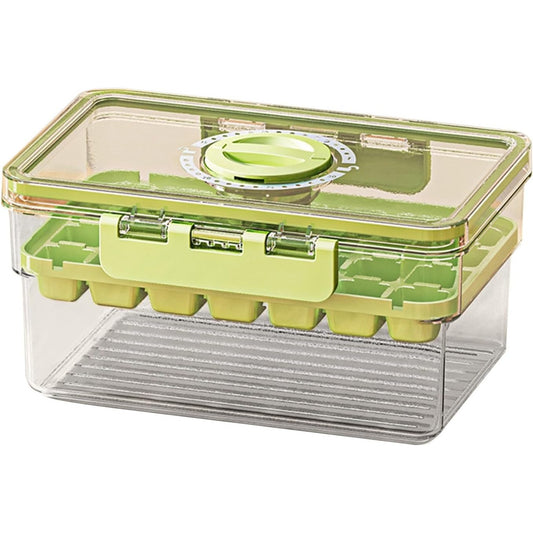 Formă de Gheață cu Un Strat, Eliberare Rapidă prin Apăsare, Închidere Etanșă Anti-Miros, Plastic PP și PET, 19 x 12 x 9.5 cm, Verde