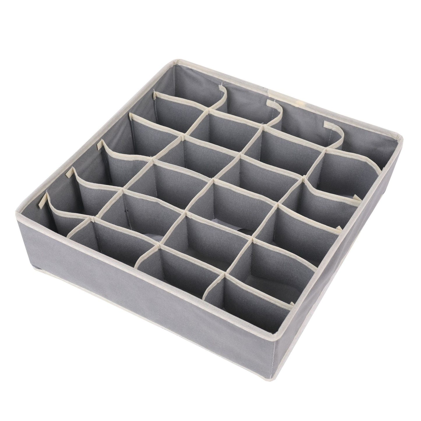 Cutie De Depozitare Organizator Pentru Lenjerie, Sosete Si Sutiene, Design Pliabil Cu Fermoar, Material Textil Oxford, 24 Compartimente, 32 x 32 x 10 cm, Gri
