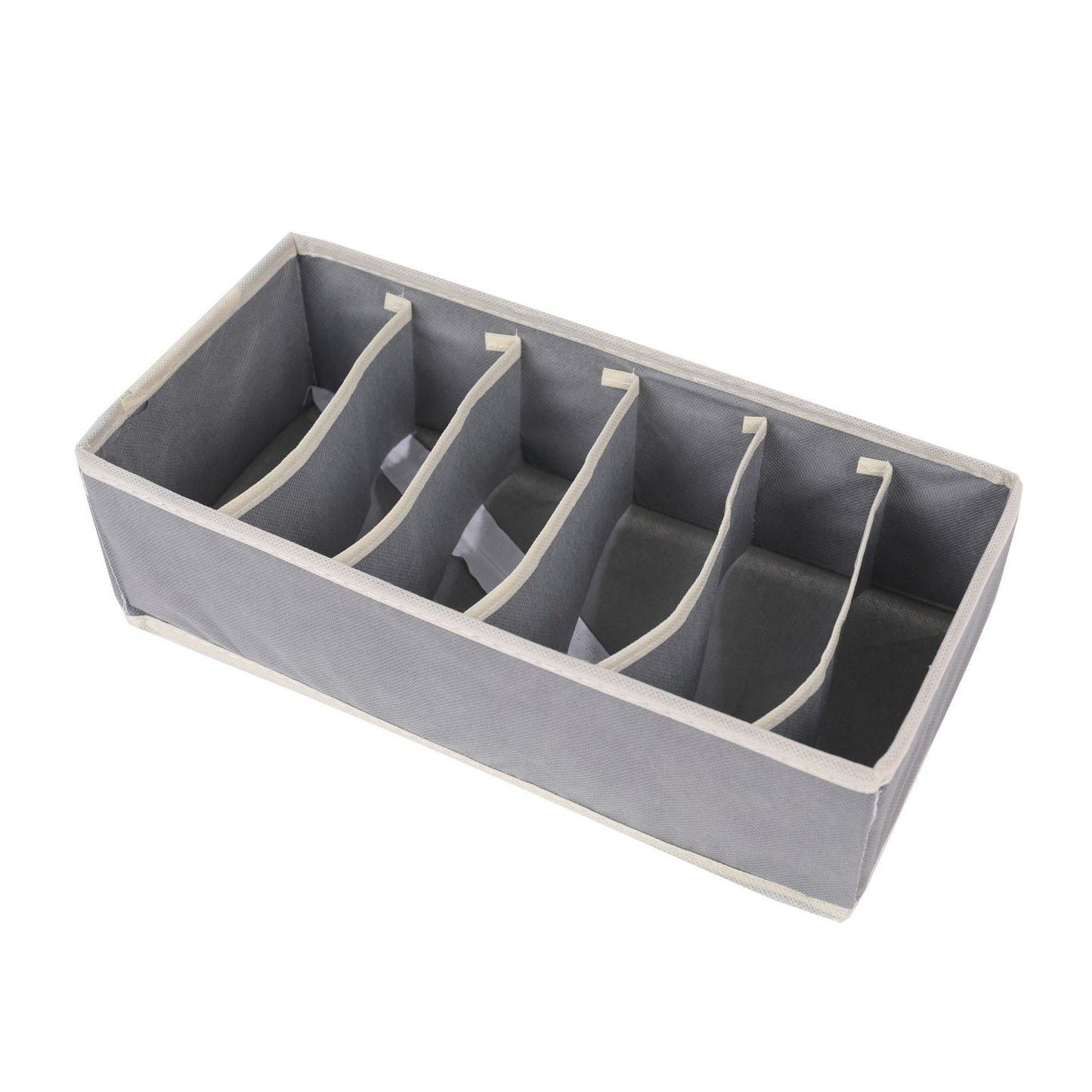 Organizator Sertar Pentru Lenjerie, Sosete Si Sutiene, Cutie Depozitare Pliabila, Material Textil Oxford, 6 Compartimente, 32 x 16 x 10 cm, Gri