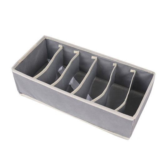 Organizator Sertar Pentru Lenjerie, Sosete Si Sutiene, Cutie Depozitare Pliabila, Material Textil Oxford, 6 Compartimente, 32 x 16 x 10 cm, Gri