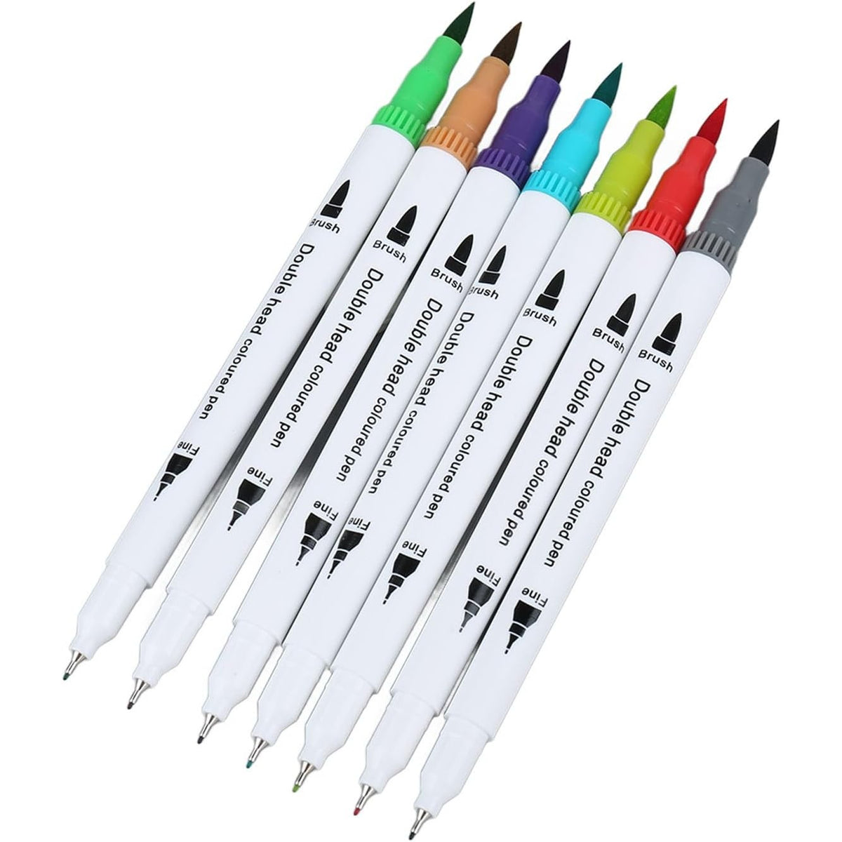 Set Carioci cu Doua Capete pentru Pictura si Caligrafie, Cerneala pe Baza de Apa, Varf Pensula si Varf Subtire, 120 Culori, Penar Negru Organizat, Multicolor