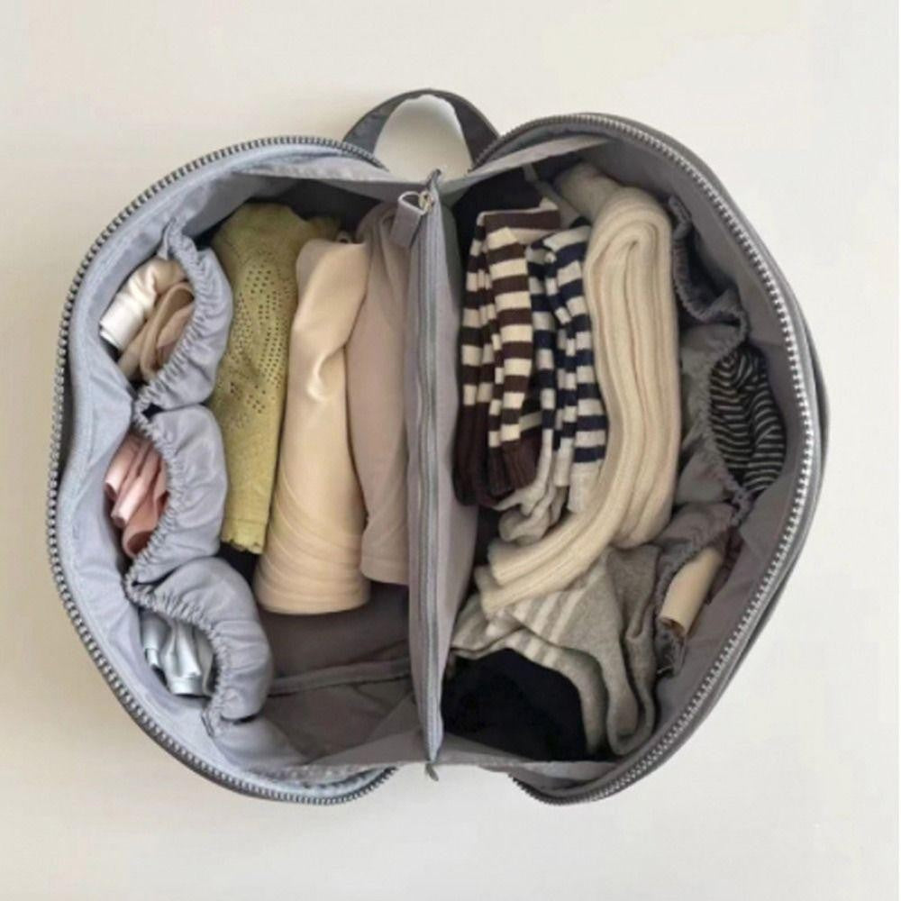 Geanta Organizator pentru Lenjerie Intima, Sutiene si Sosete, 3 in 1, Portabila pentru Calatorii, Deschidere 180 Grade, Poliester Respirabil, 23 x 13 x 13 cm, Gri