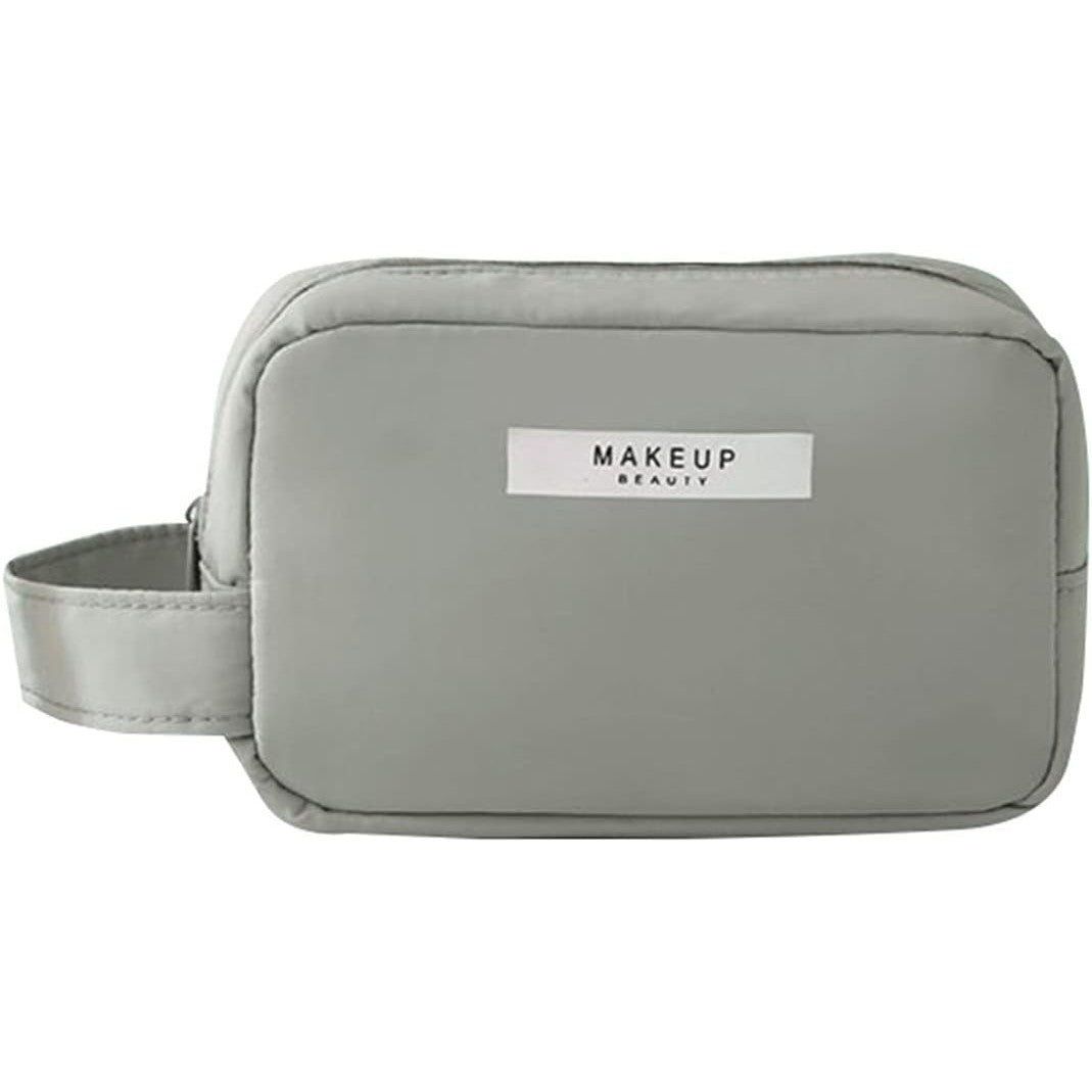 Portfard Cosmetice Impermeabil, Geanta Organizator Machiaj cu Maner si Fermoar Bidirectional, Material PU si Panza, 16 x 11 x 7 cm, Verde