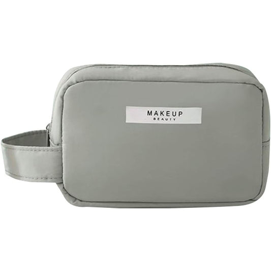 Portfard Cosmetice Impermeabil, Geanta Organizator Machiaj cu Maner si Fermoar Bidirectional, Material PU si Panza, 16 x 11 x 7 cm, Verde