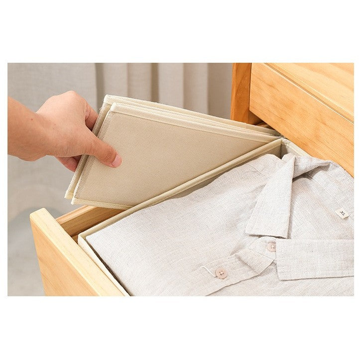 Organizator pentru Sertar, Set 6 Piese pentru Lenjerie, Tricouri si Sosete, Pliabil si Stivuibil, Material Textil Ecologic, 3 Marimi, Alb