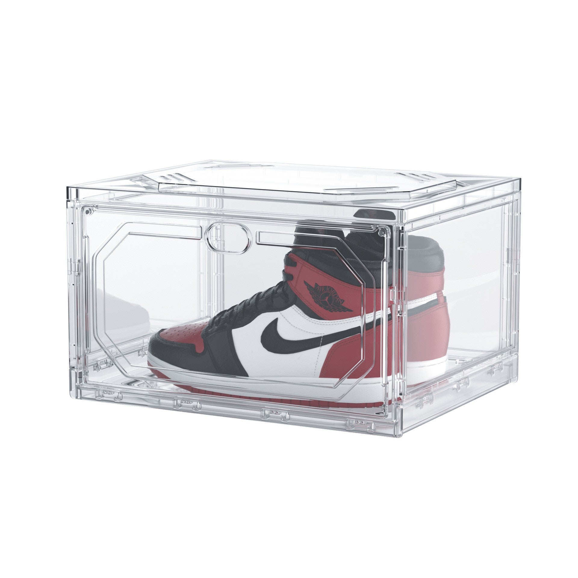 Organizator Pantofi, Cutie Depozitare Stivuibila si Pliabila, Usa Laterala Magnetica, Protectie Praf si Anti-Oxidare, Material PP si ABS, 36 x 28 x 21 cm, Transparent