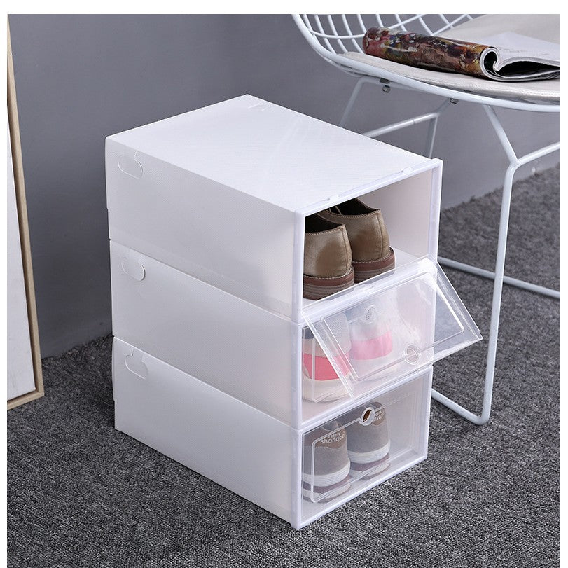 Cutie Organizator Pantofi, Tip Sertar Stivuibil cu Usa Frontala, Plastic PP Transparent, 31 x 21.5 x 12.5 cm