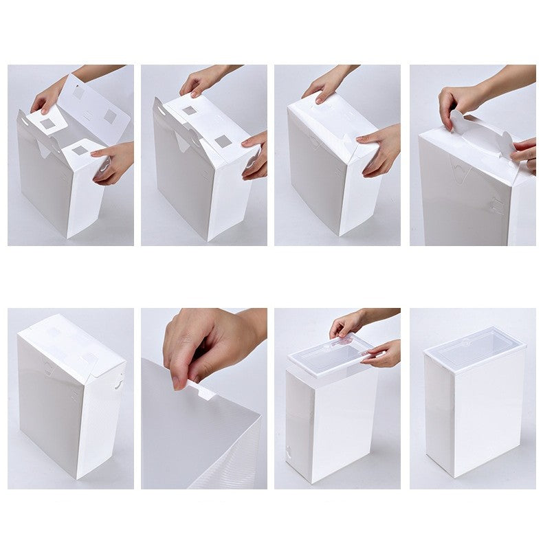 Cutie Organizator Pantofi Tip Sertar, Stivuibila si Pliabila cu Usa Frontala, Sistem Interconectabil, Plastic Polipropilena, 33 x 23 x 13 cm, Transparent cu Alb