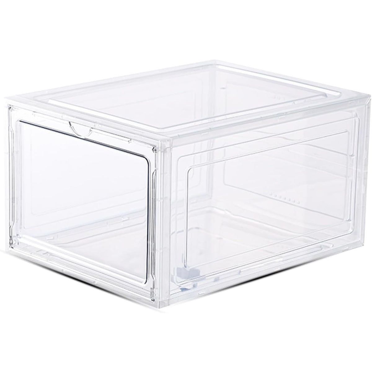 Organizator Pantofi Tip Cutie Depozitare, Usa Frontala Magnetica, Pliabil si Stivuibil, Material PP si ABS, 36 x 28 x 21 cm, Transparent
