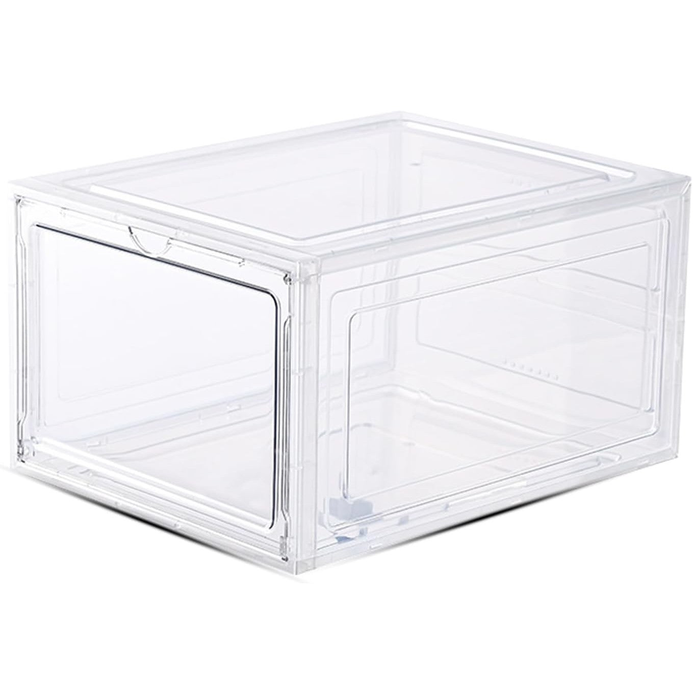 Organizator Pantofi Tip Cutie Depozitare, Usa Frontala Magnetica, Pliabil si Stivuibil, Material PP si ABS, 36 x 28 x 21 cm, Transparent