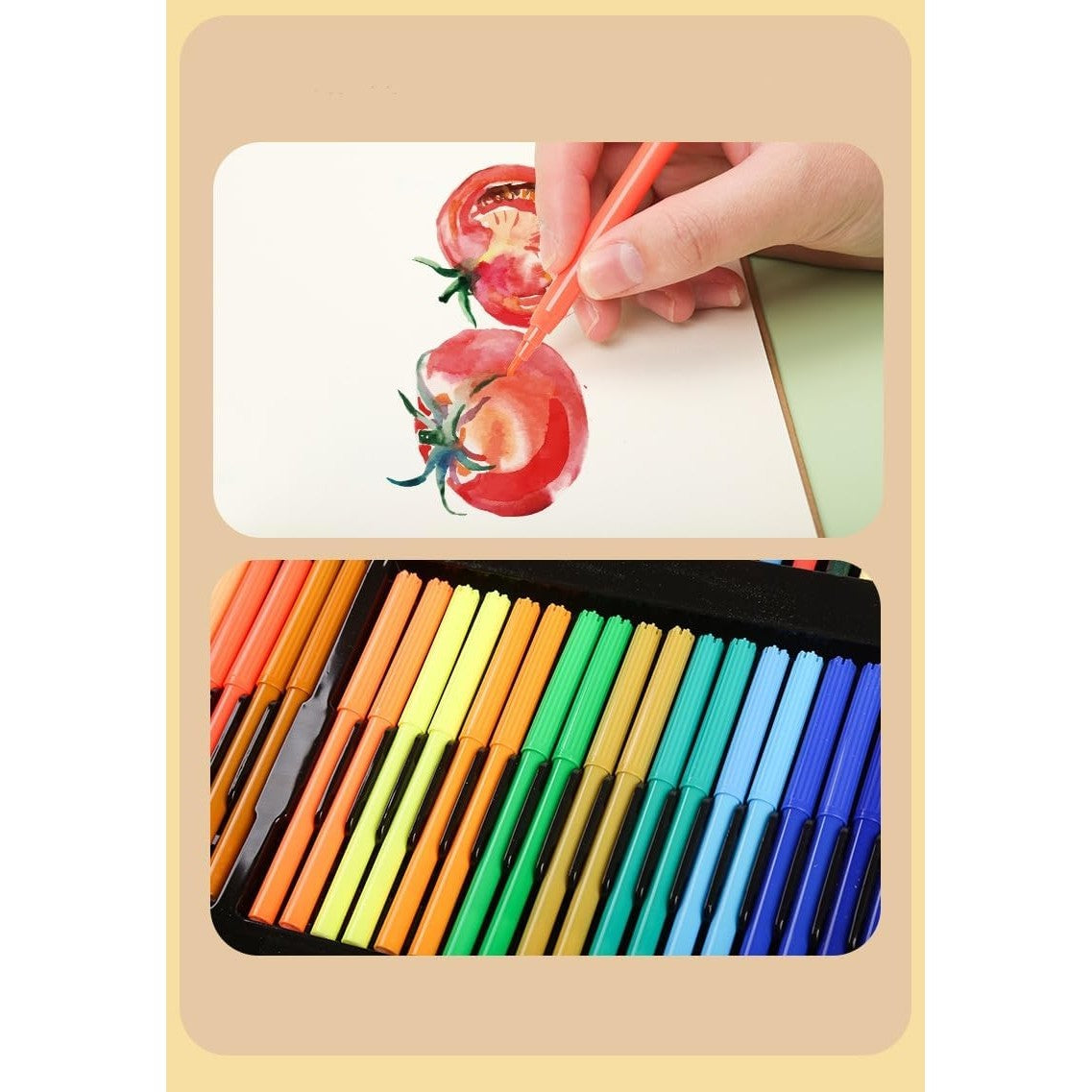 Set Desen și Pictură, Kit Creativ Complet cu 180 Piese, Carioci, Creioane Colorate și Acuarele, Servietă din Lemn Natur, 46 x 30.9 x 4.1 cm, Multicolor