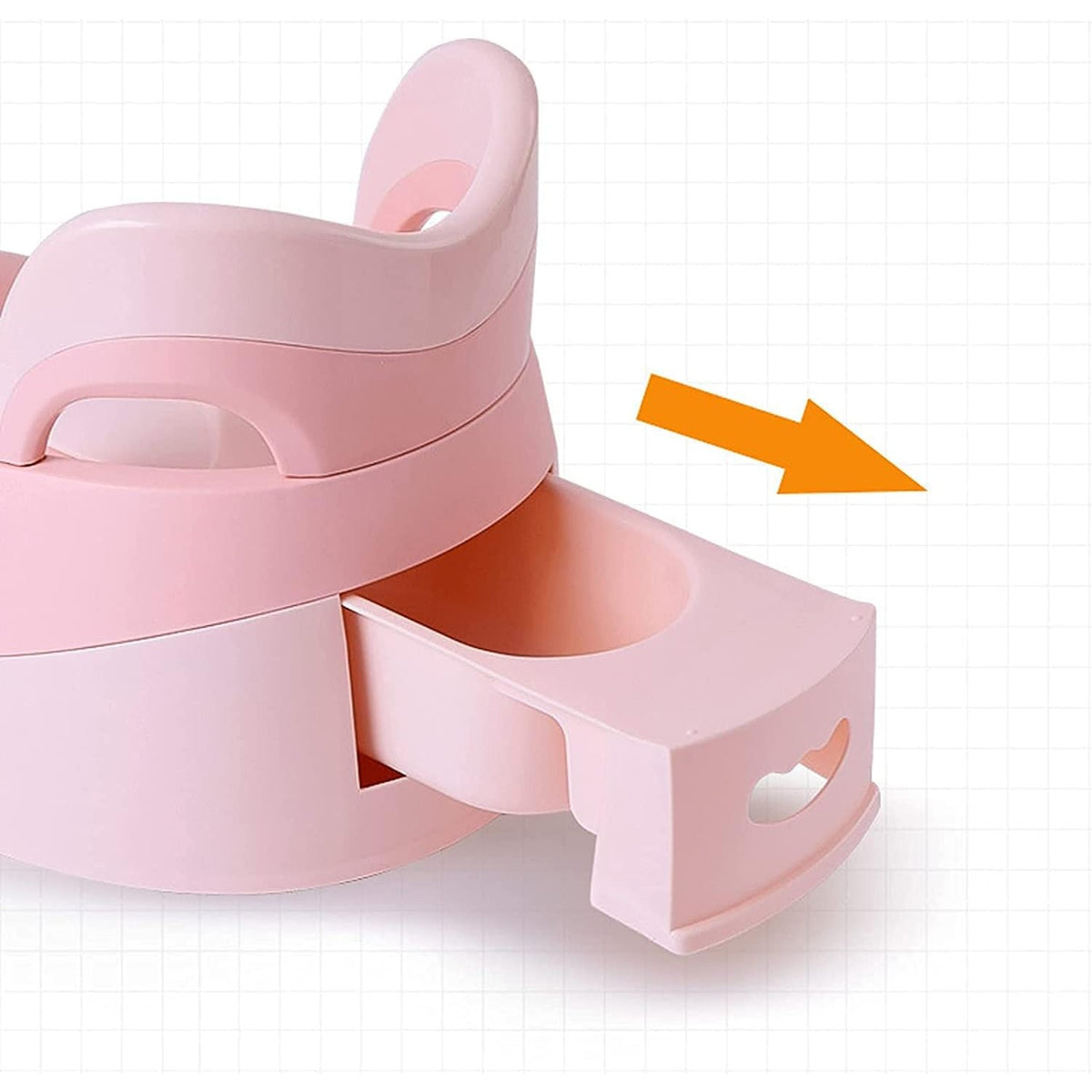 Olita pentru Copii, Model Ratusca cu Colac Moale PU si Spatar Ergonomic, Recipient Detasabil, Baza Antiderapanta, Plastic, 38x32x30 cm, Roz