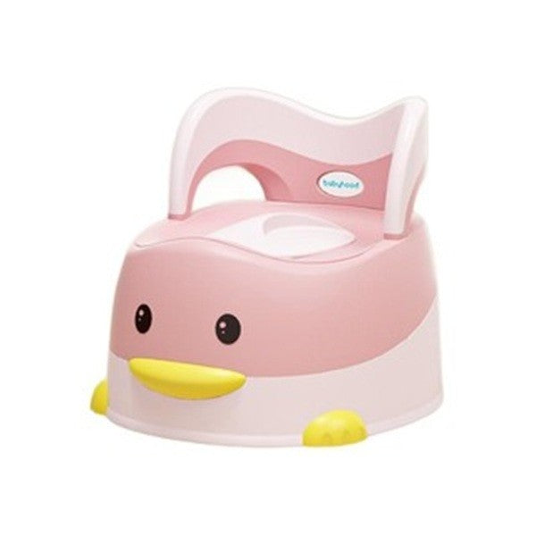 Olita pentru Copii, Model Ratusca cu Colac Moale PU si Spatar Ergonomic, Recipient Detasabil, Baza Antiderapanta, Plastic, 38x32x30 cm, Roz