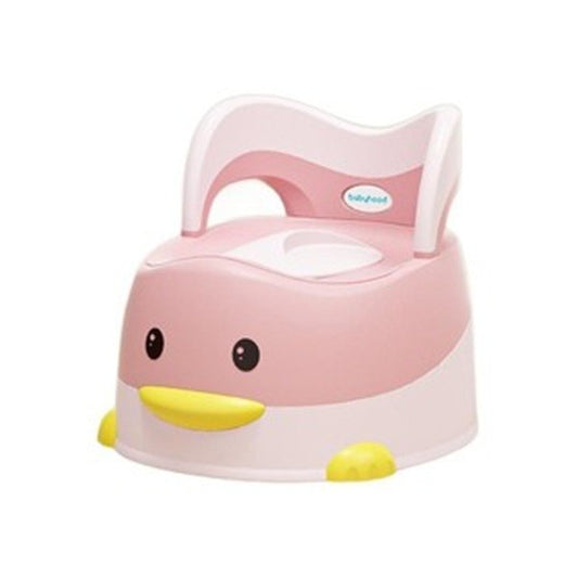 Olita pentru Copii, Model Ratusca cu Colac Moale PU si Spatar Ergonomic, Recipient Detasabil, Baza Antiderapanta, Plastic, 38x32x30 cm, Roz