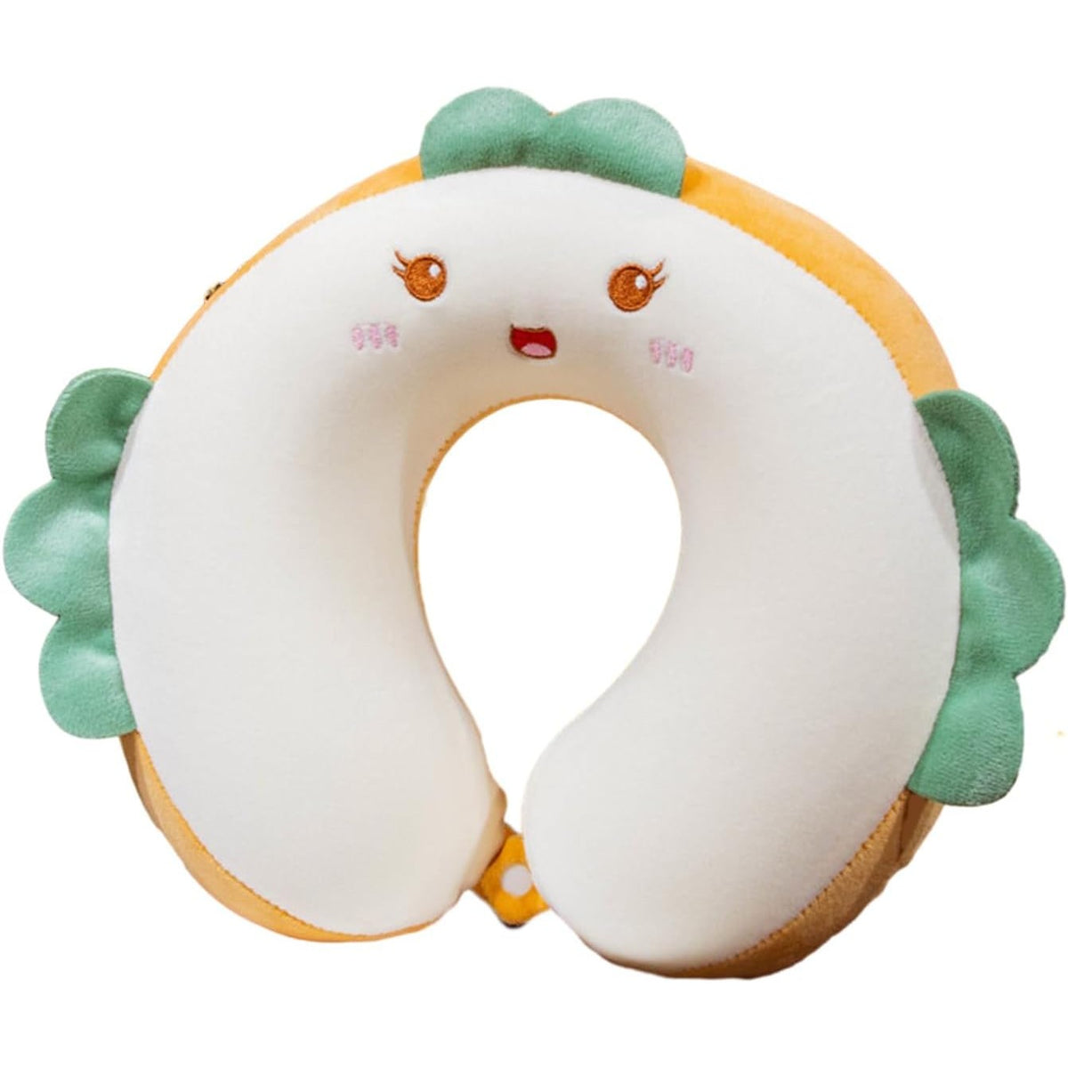 Pernă de Călătorie Ergonomică pentru Gât și Cap, Umplutură Spumă cu Memorie, Suport Cervical 360 Grade, Husă Detașabilă din Catifea cu Fermoar, Sistem Prindere Capse, 30x30 cm, Alb/Burger