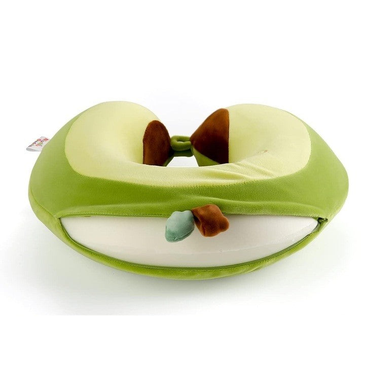 Pernă De Călătorie Pentru Gât Și Cap, Spumă Cu Memorie, Formă U Cu Design Ergonomic, Husă Catifea Detașabilă, Sistem Prindere Capse, Model Avocado, 30x30 cm, Verde