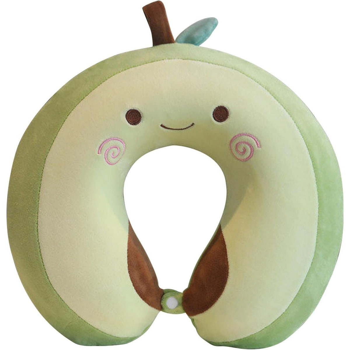Pernă De Călătorie Pentru Gât Și Cap, Spumă Cu Memorie, Formă U Cu Design Ergonomic, Husă Catifea Detașabilă, Sistem Prindere Capse, Model Avocado, 30x30 cm, Verde