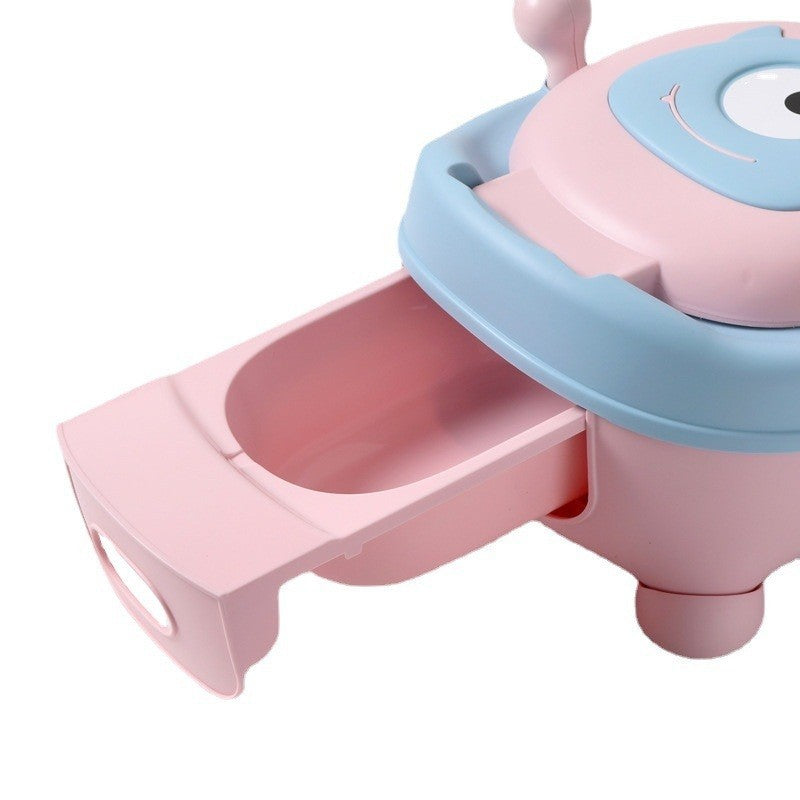 Olita pentru Copii cu Colac Moale din PU, Compartiment Detasabil si Baza Antiderapanta, Design Animat Ciclop, Plastic, +6 Luni, 33 x 21 x 45 cm, Albastru/Roz